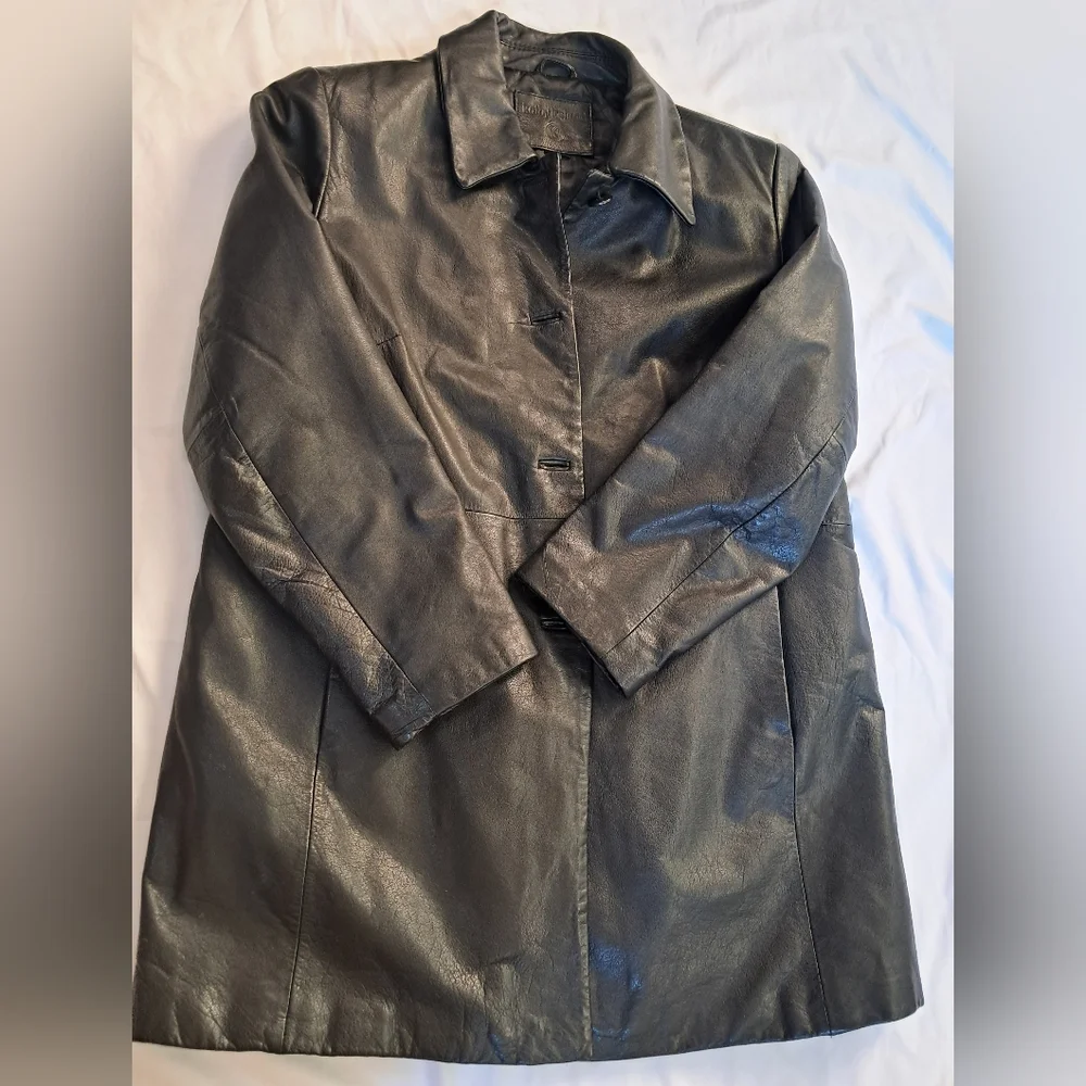 Vintage Kathy Ireland Size L Leather Coat 100% Genuine Mint Condition - Picture 1 of 12